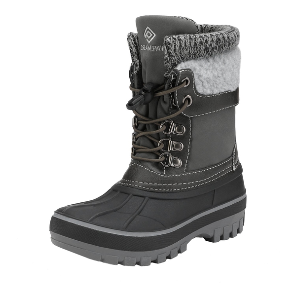 Insulated Snow Kids Waterproof Boots - BLACK GREY -  0